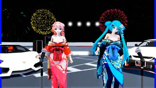 MMD、テト、ミク、計2人、で、DreamlessDreams・はるまきごはん・重音テト・Cover