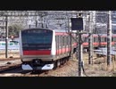 JR幕張豊砂駅1番線ホームから見る京葉線の列車