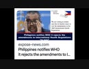 フィリピン、WHOに国際保健規則の改正を「完全に」拒否すると通告