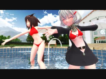 【MMD】奇跡さえも起こせるレ級ちゃんをプールに誘うレプティちゃん・リメイク