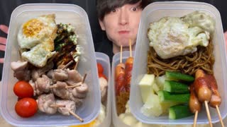 【ASMR】お祭り弁当【飯テロ/咀嚼音/Mukbang/Eating sounds】【日本字幕/韓国語字幕/英語字】