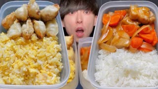 【ASMR】餃子弁当 酢豚弁当【飯テロ/咀嚼音/Mukbang/Eating sounds】【日本字幕/韓国語字幕/英語字】