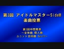 第3回アイドルマスターSideM楽曲投票 第3回中間発表 ～全体曲・個人曲・ユニット合同曲Best5～