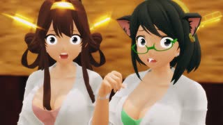 【艦これMMD】サンタさんっぽい金剛さんと霧島さんでザムザ【MiluMMD】