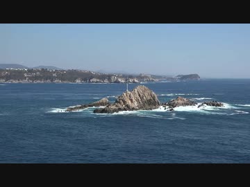 Mexico Huatulco coastal view with offshore rocks