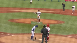 ベイスターズJr.二死三塁　笹谷 海陽くん四球で佐藤 豪太くん四球【2023年12月27日 NPBジュニアトーナメント 楽天ジュニア対横浜ジュニア】