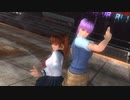 バースとハヤブサのタッグ技でパンツを晒されるかすみとあやね（制服）