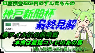 口座預金3258円のずんだもんの東京新聞杯　予想　2023