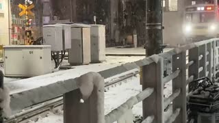 大雪の中走る池上線