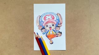 【ONE PIECE】赤・青・黄色の3色の色鉛筆だけでチョッパーを描いてみた