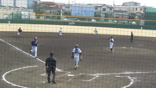 NTT東 火ノ浦 明正（れいめい〜専大）を内野フライに抑える国士舘 浜野翔太（4年・佐賀）【練習試合NTT東日本 対 国士舘大学2024年2月17日】