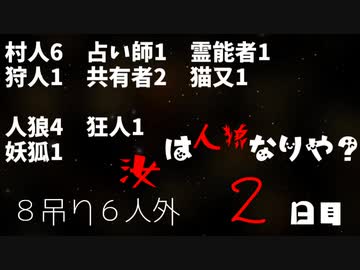 【ゆっくり人狼３】２日目【１８A猫】