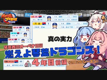 【パワプロ2022】琴葉茜のオーペナ日記『燃えよ琴葉ドラゴンズ！』04年目_前編(2026開幕)