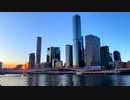 Brisbane's urban skyline silhouetted against the sunset【甲村京也】