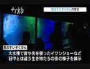 照明を落とした水槽で光や音を使った演出も　マリンワールド海の中道で「夜のすいぞくかん」内覧会　２7日から来月６日までGW含む7日開催