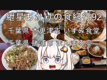 紲星あかりの食紀行92　肉入り焼きそば大とカレーライス・木更津市いずみ食堂　勝浦担々麵定食・勝浦市まんまる亭　真里谷城