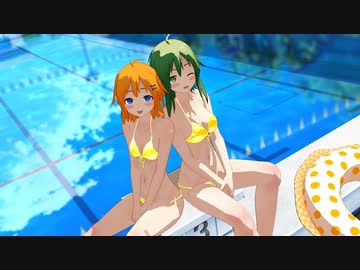 【MMD】金ビキニのGUMIちゃんとLEMOちゃんに【ラビットホール】を踊ってもらった【GW】