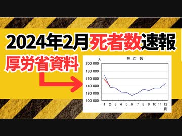【厚労省資料】2024年2月死者数速報、収まらない死者数増加、、、