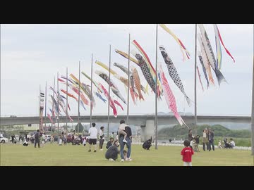 河川敷に約１５０匹のこいのぼり　「こどもの日」中間市の春の風物詩