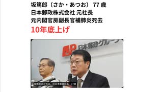 坂篤郎（さか・あつお） 77歳 日本郵政株式会社 元社長 元内閣官房副長官補　10年底上げ