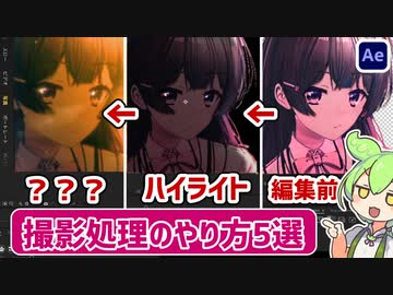 撮影処理のやり方5選【ずんだもんの静止画MAD講座】【AfterEffects】