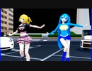 MMD、リン、ミク、計２人、で、あいたい星人