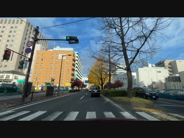 仙台中心部の銀杏並木等を見に行くドライブ5　広瀬通、晩翠通、定禅寺通　2023　1203　マツダ２車載