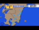 ♒地震ニュース記録♒2024年6月日向灘地震　M4.3　20km　最大震度3　宮崎県宮崎市　2024年6月17日18時26分ごろ