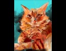 友達の茶トラ猫iPadで描いてみた 水彩厚塗り風