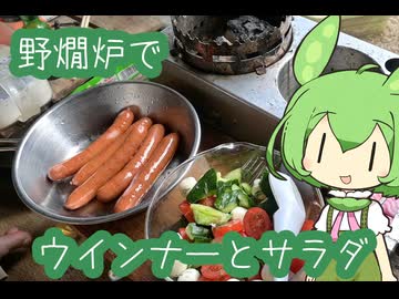 【野燗炉】ウインナーとサラダ【ﾐﾆ長火鉢】