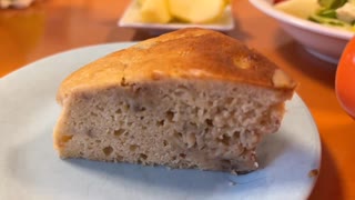 朝のご挨拶A☀️☀️【漢の5分クッキング】なさん特製バナナパウンドケーキ　□□□□姫林檎なさん特製りんご□サラダ□□ミルク□□□2024_06_21