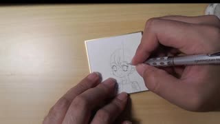 描いてみた 03 豆色紙に原神の「空」を描く 1/2 ラフ