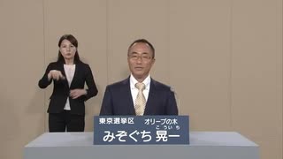2019年第25回参議院議員選 東京都選挙区 オリーブの木 みぞぐち晃一 政見放送