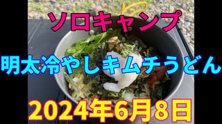 ソロキャンプ　明太冷やしうどん　2024年6月8日