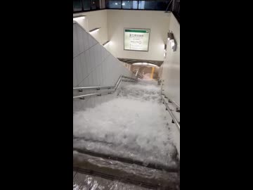 ホモと見るゲリラ豪雨でスプラッシュマウンテンみたいになった駅