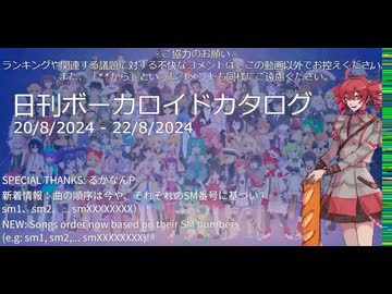 【日刊ボーカロイドカタログ】2024年8月22と21日【ほぼすべてのオリジナル曲とPVを発表】