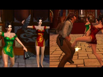 【逆リョナ】フェン姉妹にボコボコにされてみた【金的】 the Feng twins reverse ryona :indiana jones emperor's tomb