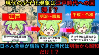【ずんだもん解説】少子化は江戸時代への回帰なのか！？【少子化・非婚化問題】