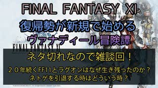 【FF11】ネタ切れなので雑談回！２０年続くFF11とラグオンはなぜ生き残ったのか？　ネトゲを引退する時はどういう時？