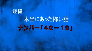 【怪談朗読】短編　ナンバー「４２－１９」【怖い話/心霊/オカルト】