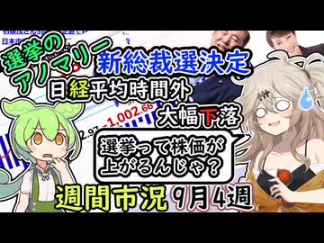 日経平均時間外大幅下落　選挙って上がるもんじゃないの？　ずんだもん解説　市況動画