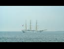 インドネシア海軍練習帆船ビマスチ（KRI Bima Suci）・護衛艦くまの（FFM-2）浦賀水道南下
