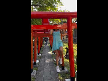 ホモと見る鳥居で懸垂する外国人観光客