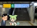 エスカレーターを歩く人を注意するずんだもん
