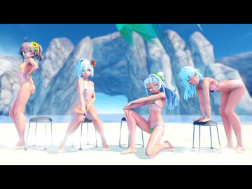 【MMD】夏色まつり &amp; 紫咲シオン &amp; 天音かなた &amp; がうるぐら - Rollin'【ホロライブ】