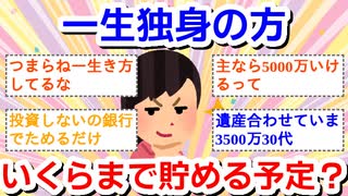 一生独身の方、いくらまで貯める予定ですか【老後】