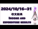 2024/10/16~10/31 2週間の収支結果　FX Two Weekly income and expenditure result