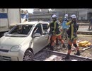 ＪＲ九州の総合脱線復旧訓練　列車が踏切内で車と衝突し脱線したという想定