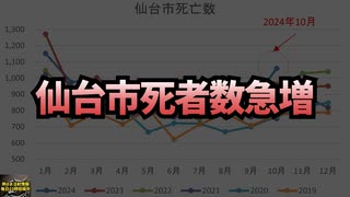 ◆ 仙台市の死亡数急増 仙台市2024年10月死亡数 #超過死亡 #仙台市 #死者数増加