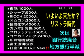 24・11・9夜　大企業のリストラが始まる。スクラップ＆ビルドの始まりだ。